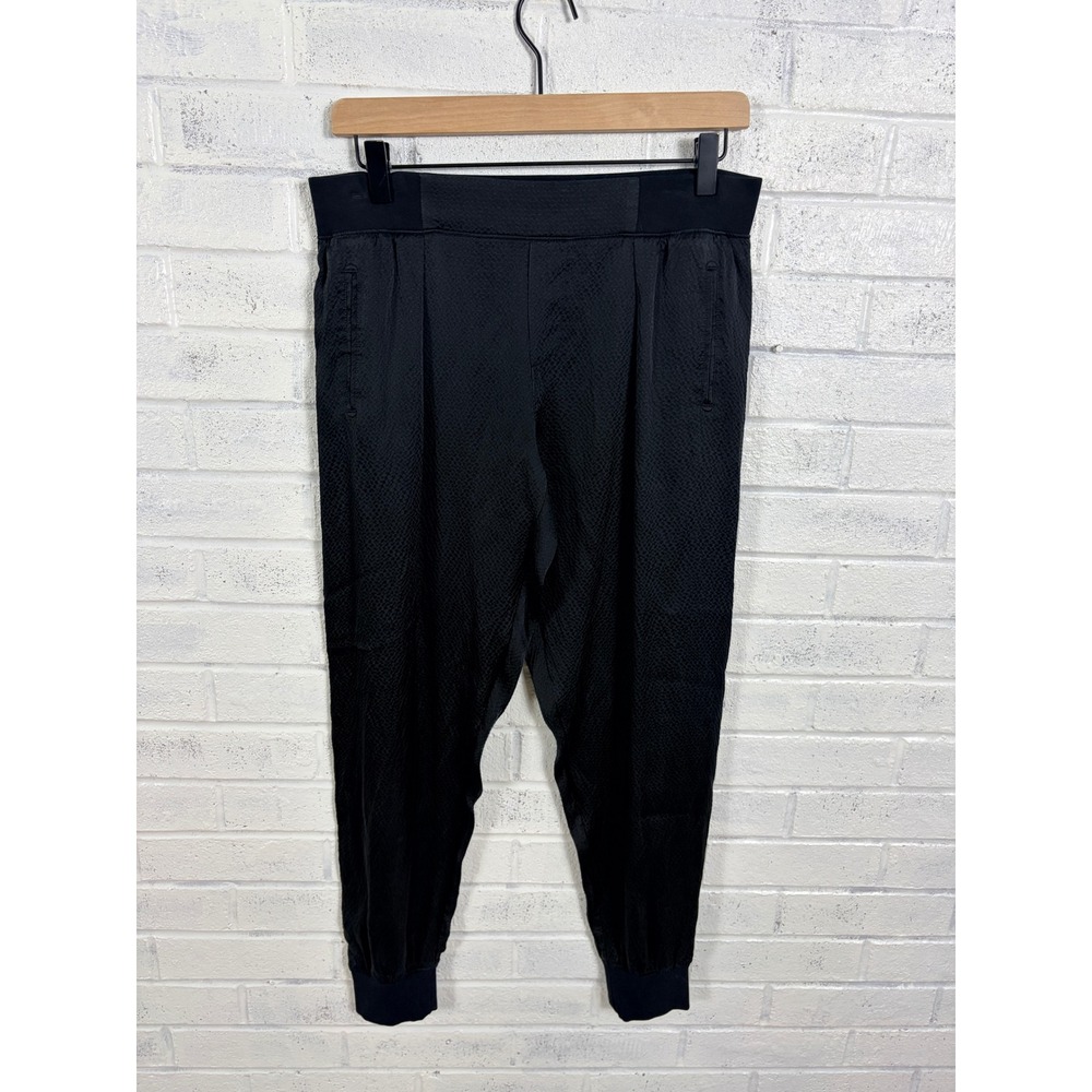 ATM Anthony Thomas Melillo Jogger Pants Womens S Black 100% Silk Tuxedo Stripe